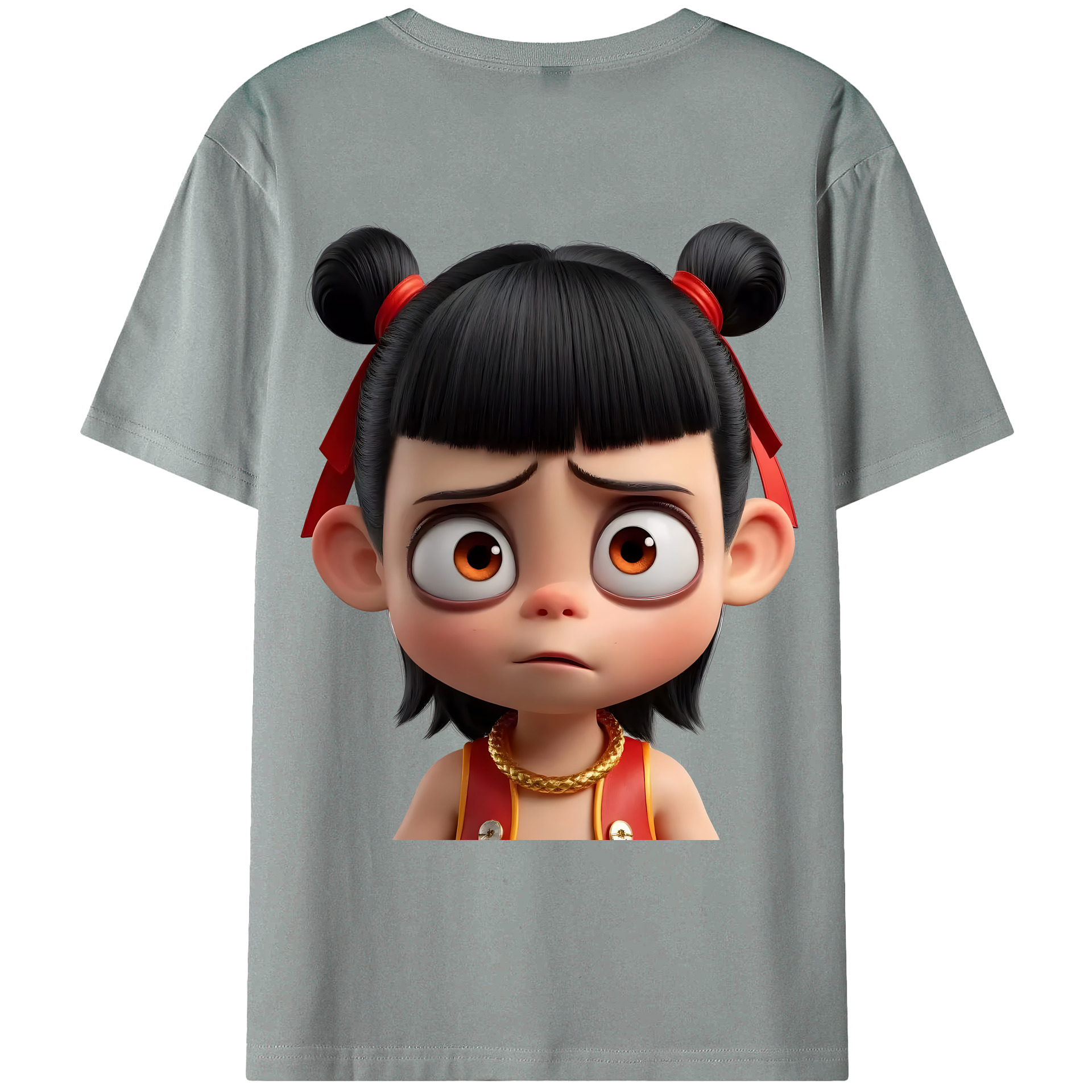 （画像用） Ne Zha 2 ナタ 魔童の大暴れ 綿100％ メンズ半袖Tシャツ（バックプリント） 通気性